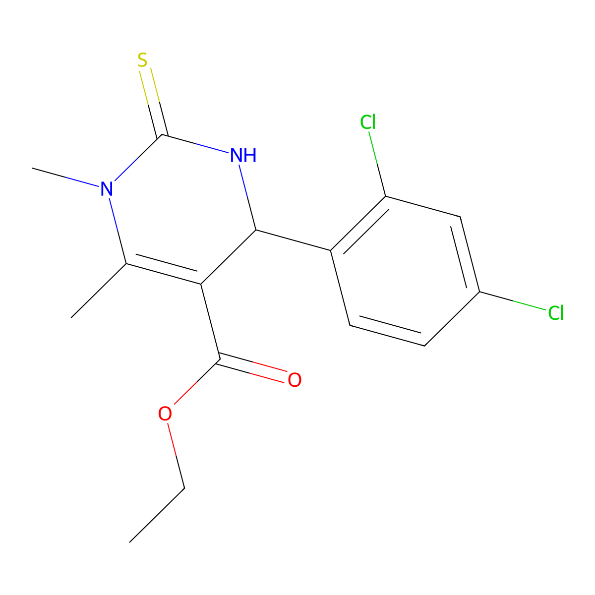 Ethyl 4-(2,4-dichlorophenyl)-1,6-dimethyl-2-thioxo-1,2,3,4-tetrahydro-5-pyrimidinecarboxylate molecular structure, CAS 367907-53-7