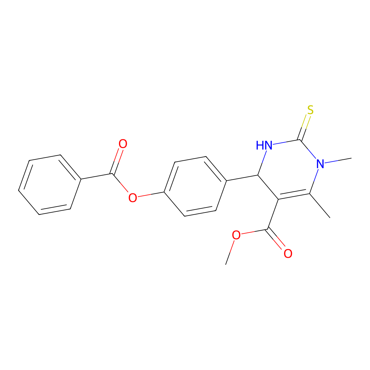 Methyl 6-(4-benzoyloxyphenyl)-3,4-dimethyl-2-sulfanylidene-1,6-dihydropyrimidine-5-carboxylate molecular structure, CAS 367907-65-1