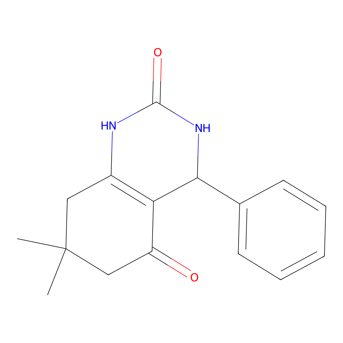 7,7-dimethyl-4-phenyl-3,4,6,8-tetrahydro-1H-quinazoline-2,5-dione molecular structure, CAS 367907-86-6