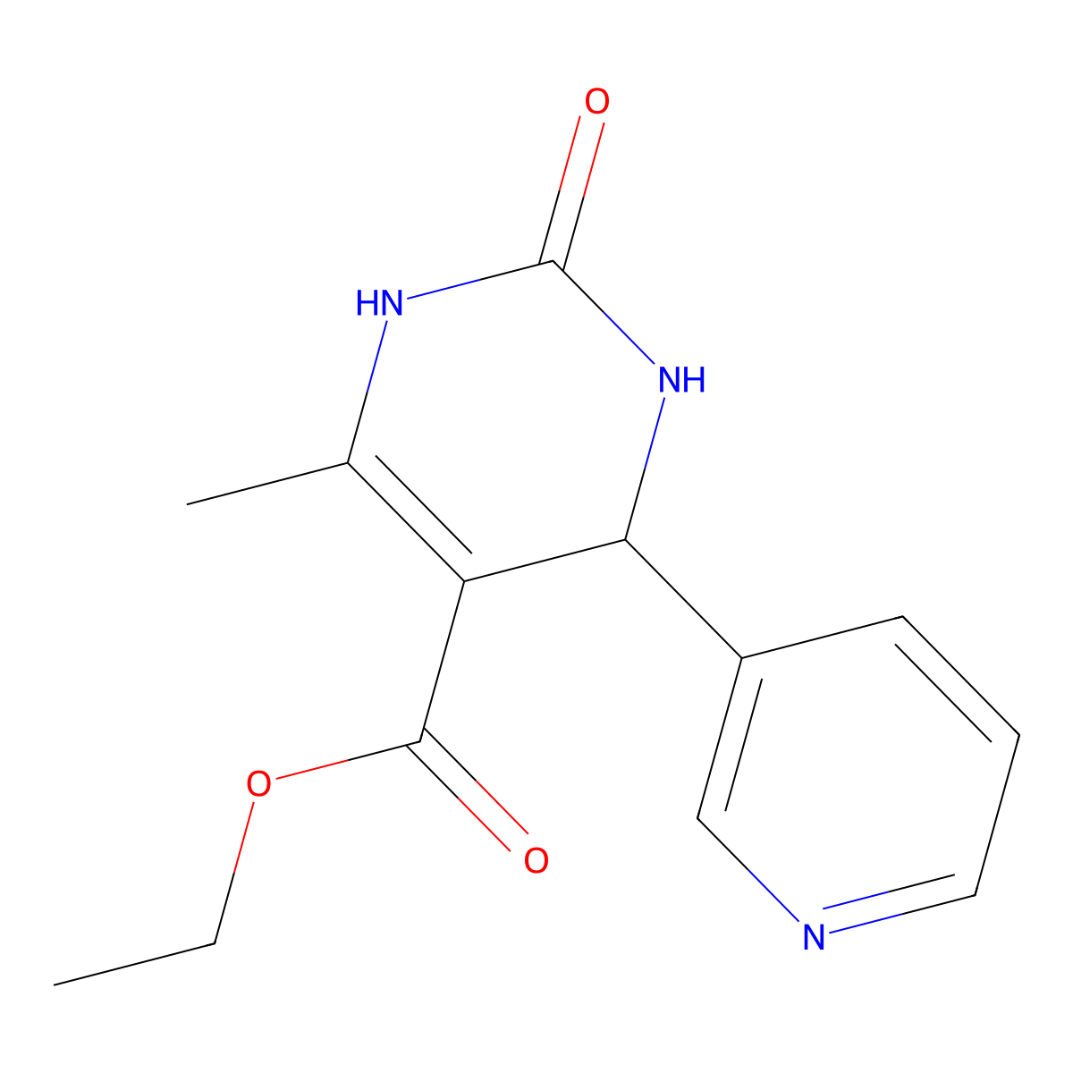 Ethyl 6-methyl-2-oxo-4-(pyridin-3-yl)-1,2,3,4-tetrahydropyrimidine-5-carboxylate molecular structure, CAS 367908-21-2