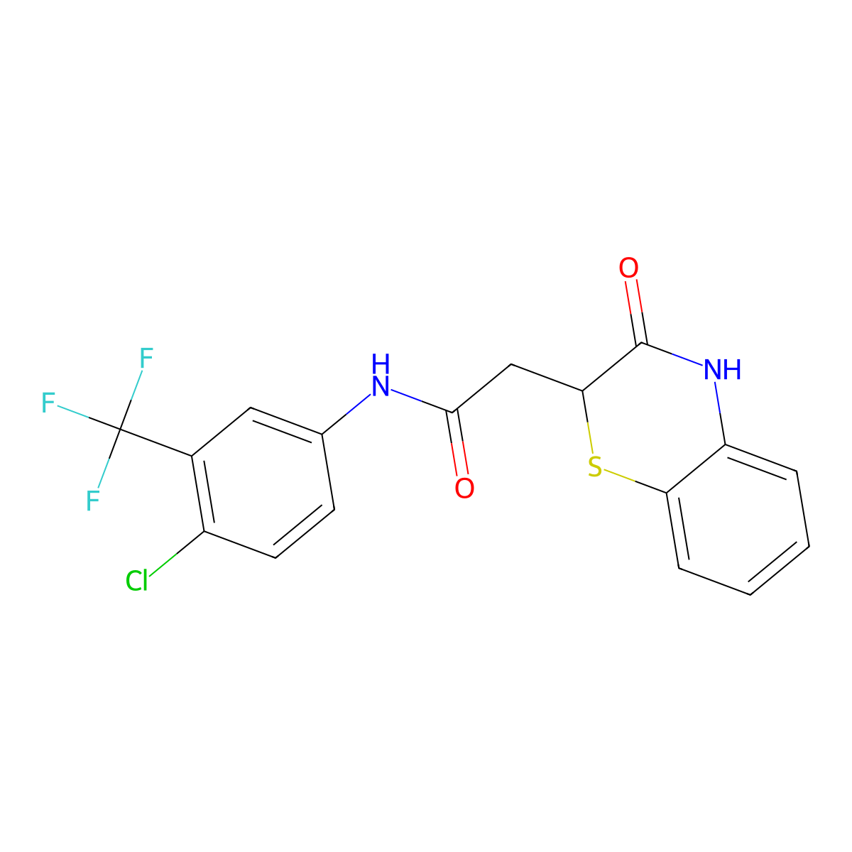 N-[4-chloro-3-(trifluoromethyl)phenyl]-2-(3-oxo-4H-1,4-benzothiazin-2-yl)acetamide molecular structure, CAS 367908-26-7