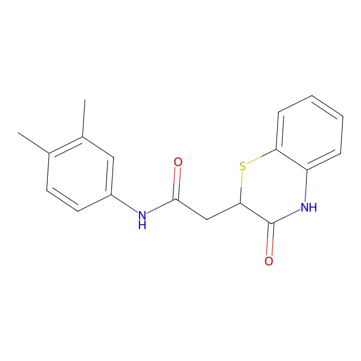 N-(3,4-Dimethylphenyl)-2-(3-oxo-3,4-dihydro-2H-1,4-benzothiazin-2-yl)acetamide molecular structure, CAS 367908-28-9