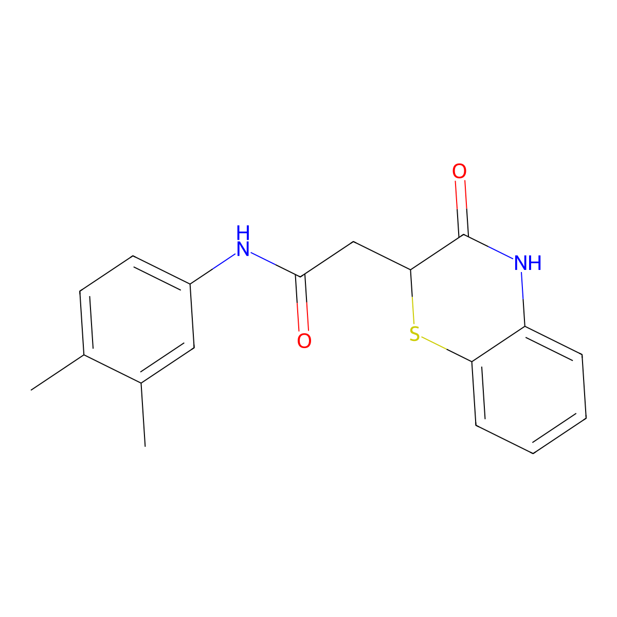 N-(3,4-Dimethylphenyl)-2-(3-oxo-3,4-dihydro-2H-1,4-benzothiazin-2-yl)acetamide molecular structure, CAS 367908-28-9