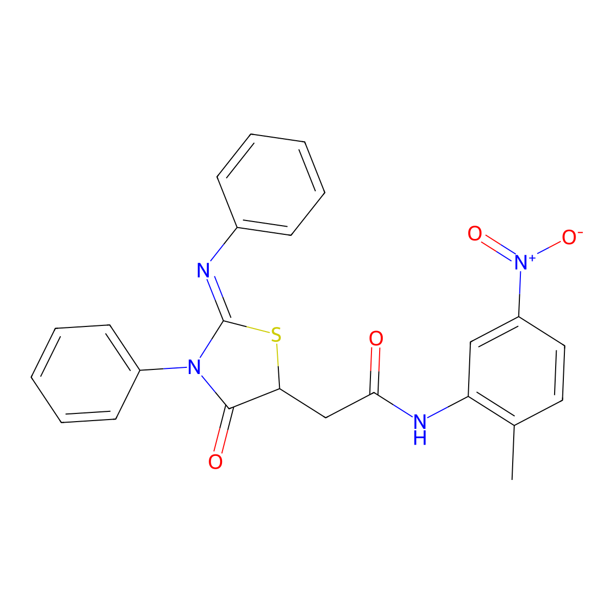 N-(2-methyl-5-nitrophenyl)-2-[(2Z)-4-oxo-3-phenyl-2-(phenylimino)-1,3-thiazolidin-5-yl]acetamide molecular structure, CAS 367908-39-2