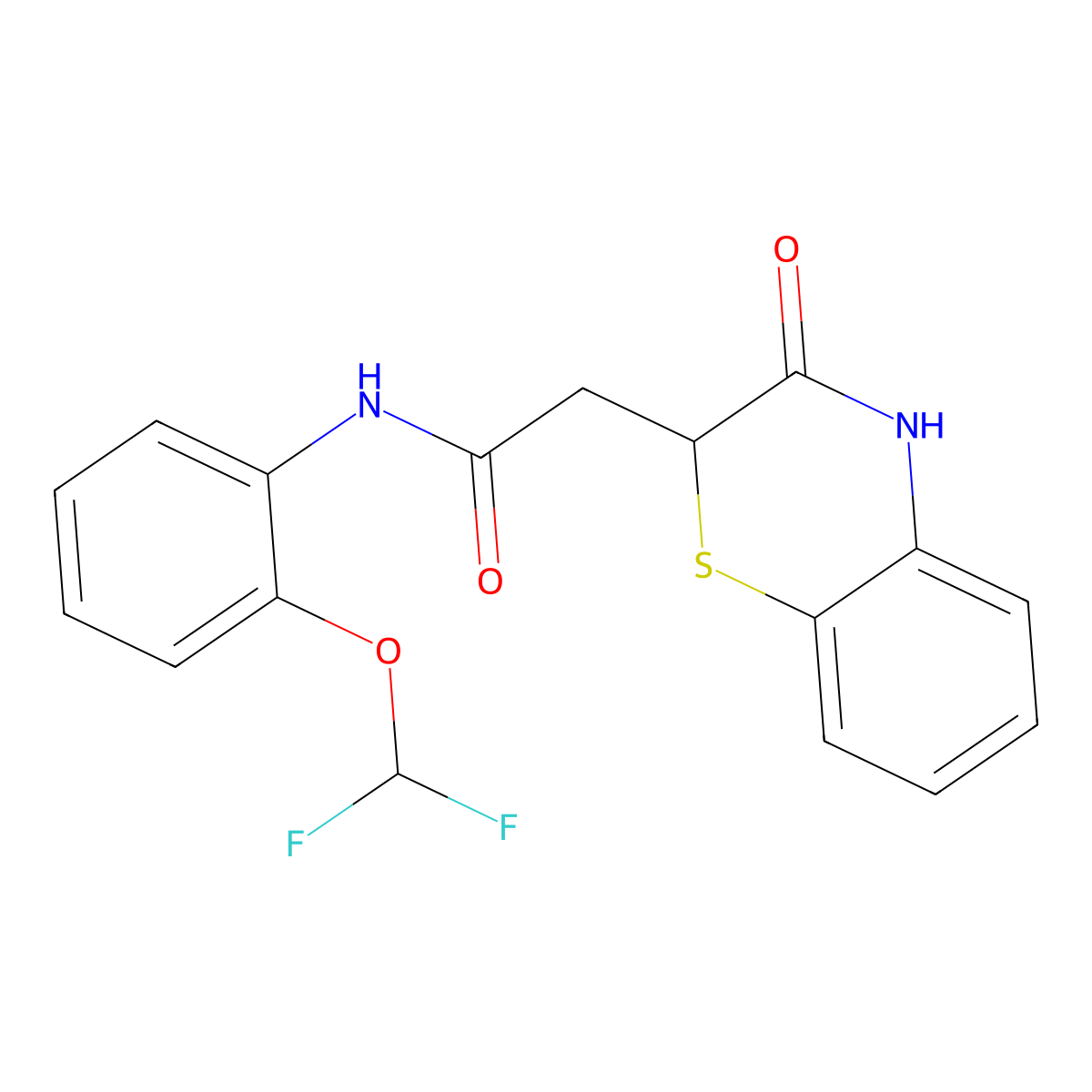 N-[2-(difluoromethoxy)phenyl]-2-(3-oxo-4H-1,4-benzothiazin-2-yl)acetamide molecular structure, CAS 367908-43-8