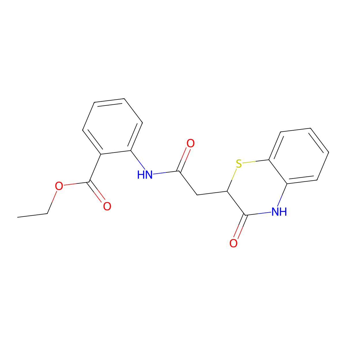 ethyl 2-[[2-(3-oxo-4H-1,4-benzothiazin-2-yl)acetyl]amino]benzoate molecular structure, CAS 367908-44-9