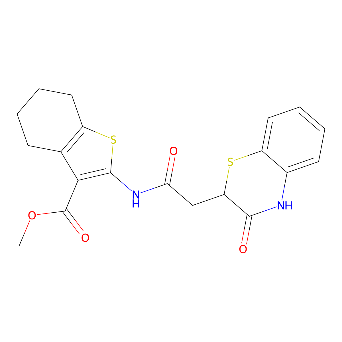 methyl 2-[[2-(3-oxo-4H-1,4-benzothiazin-2-yl)acetyl]amino]-4,5,6,7-tetrahydro-1-benzothiophene-3-carboxylate molecular structure, CAS 367908-46-1
