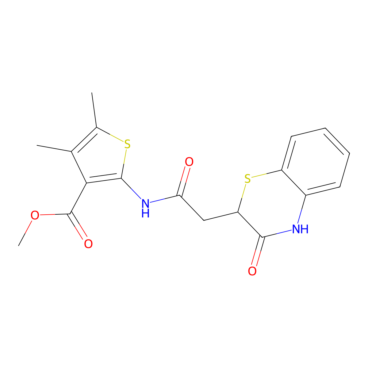 methyl 4,5-dimethyl-2-[[2-(3-oxo-4H-1,4-benzothiazin-2-yl)acetyl]amino]thiophene-3-carboxylate molecular structure, CAS 367908-47-2