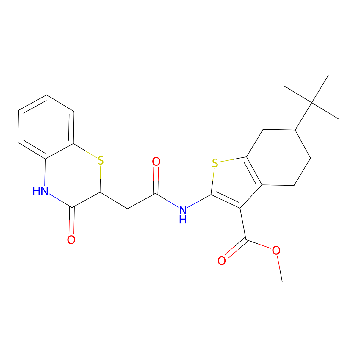 methyl 6-(tert-butyl)-2-(2-(3-oxo-3,4-dihydro-2H-benzo[b][1,4]thiazin-2-yl)acetamido)-4,5,6,7-tetrahydrobenzo[b]thiophene-3-carboxylate molecular structure, CAS 367908-51-8