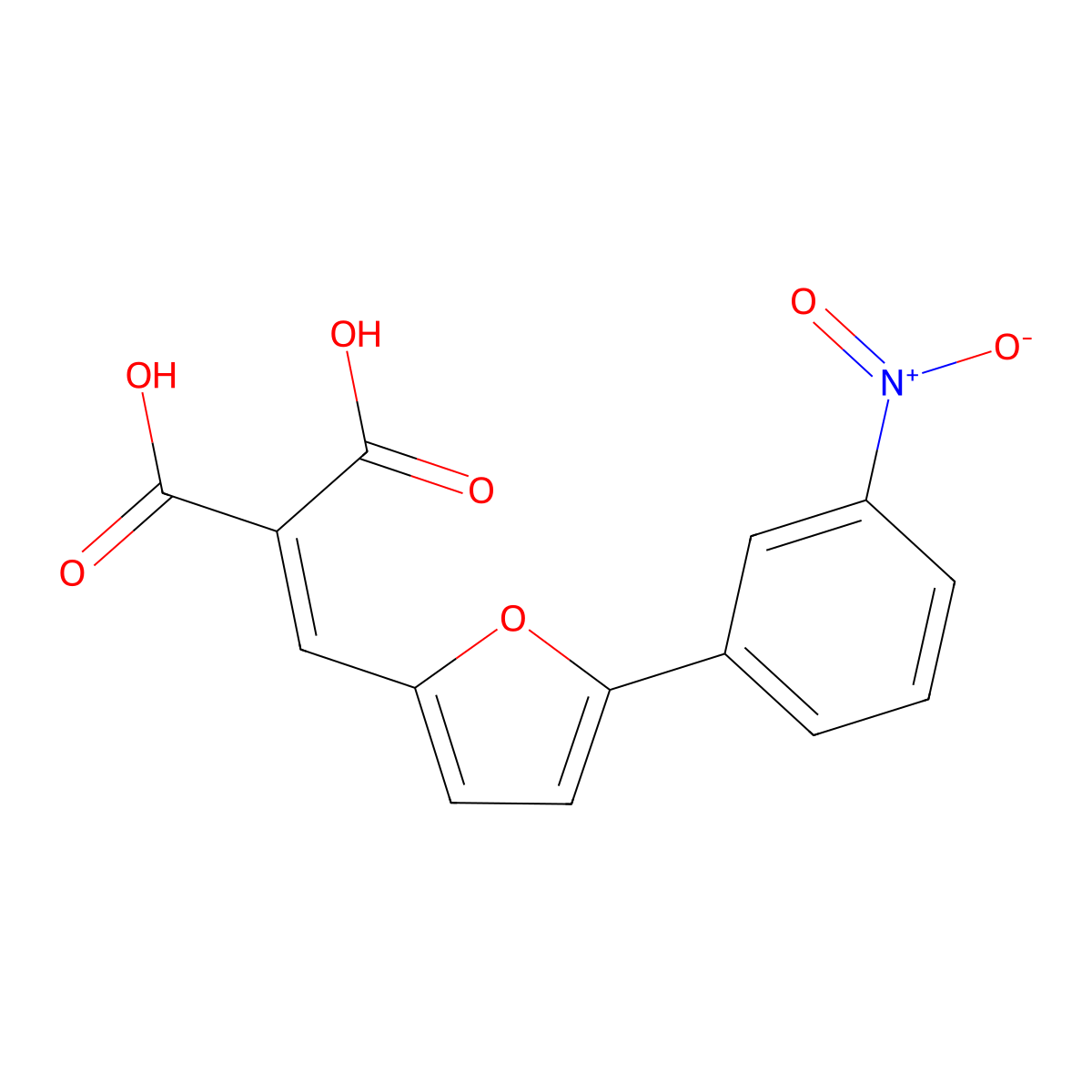 2-{[5-(3-Nitrophenyl)furan-2-YL]methylidene}propanedioic acid molecular structure, CAS 367908-55-2