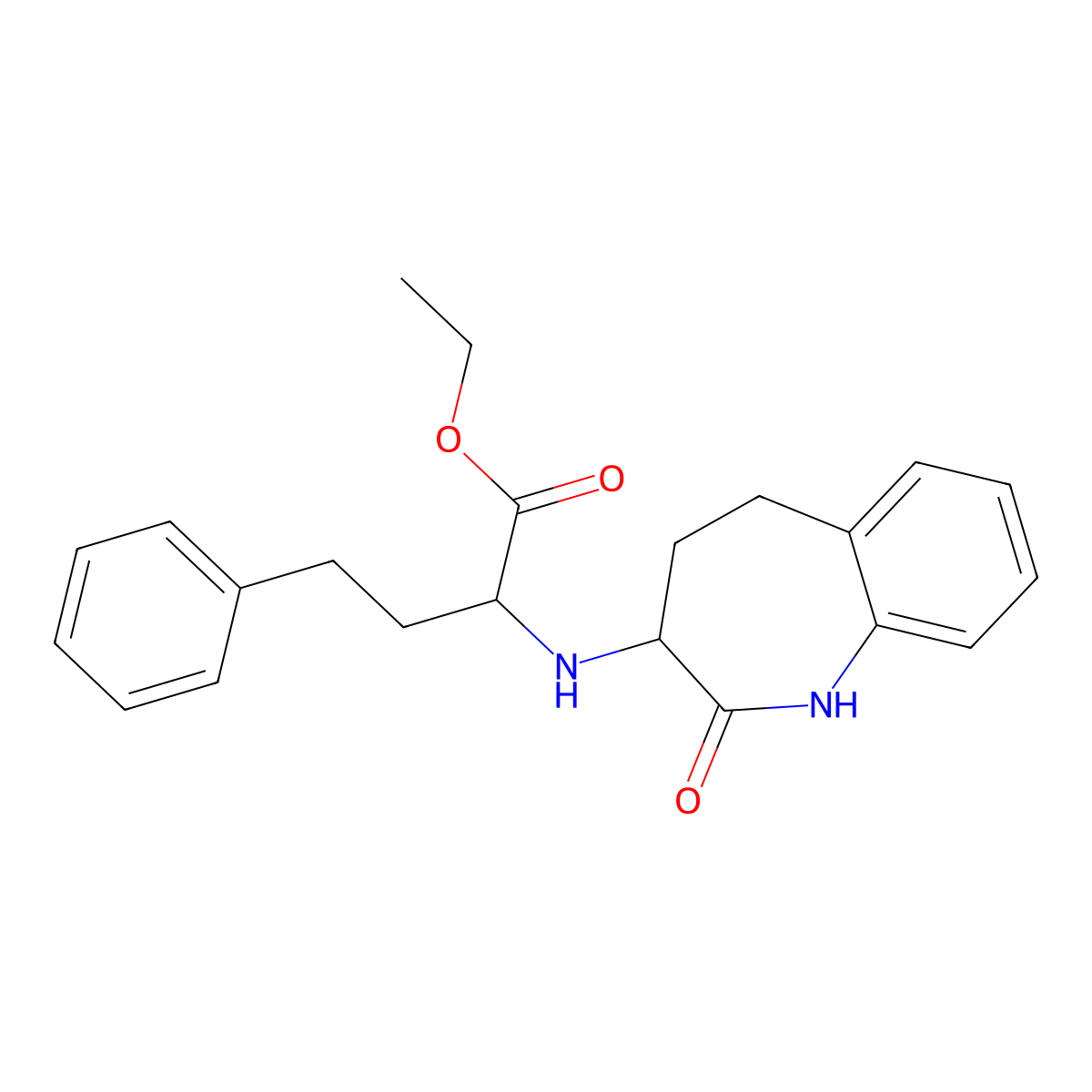 (S)-Ethyl 2-(((S)-2-oxo-2,3,4,5-tetrahydro-1H-benzo[b]azepin-3-yl)amino)-4-phenylbutanoate molecular structure, CAS 367909-45-3