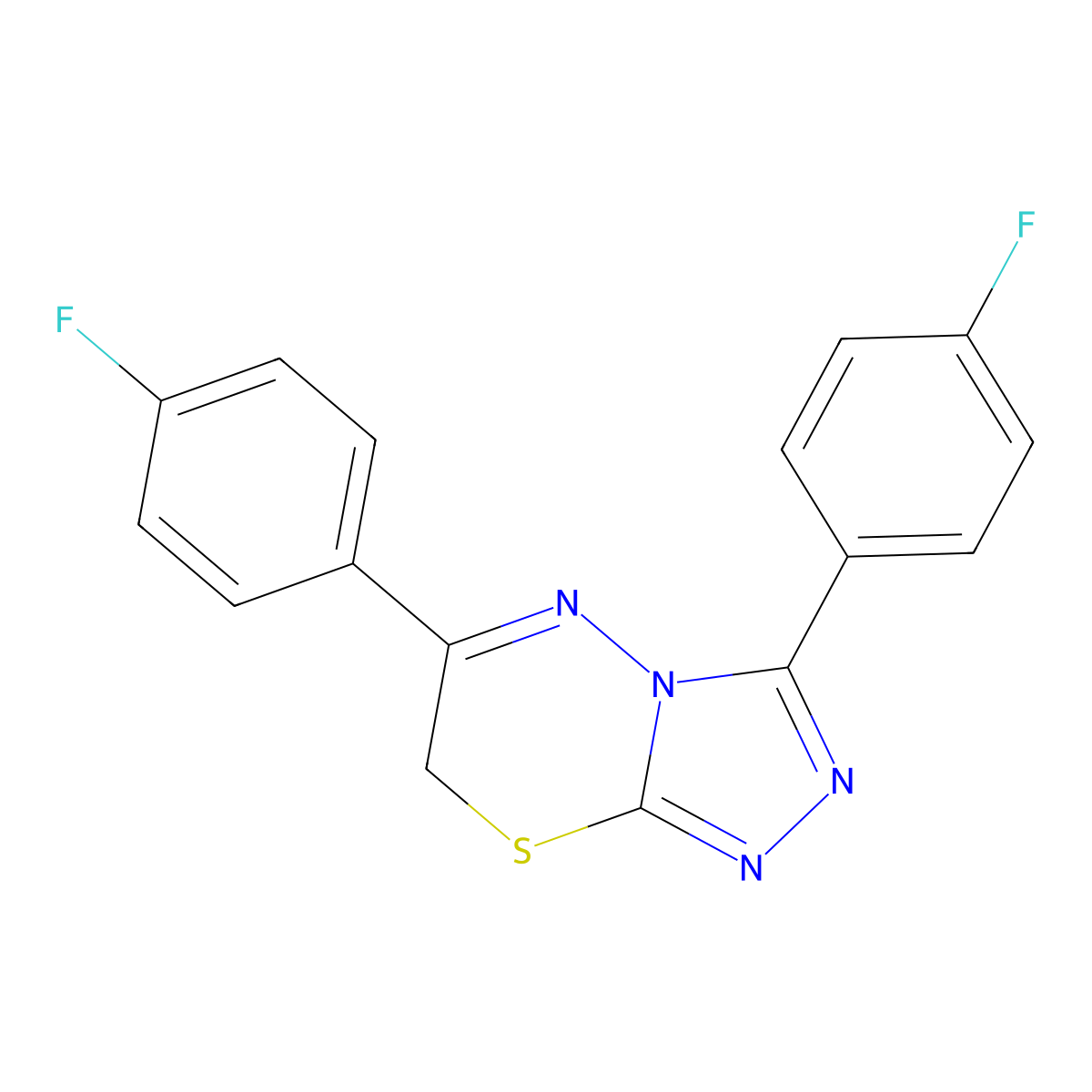 3,6-bis(4-fluorophenyl)-7H-[1,2,4]triazolo[3,4-b][1,3,4]thiadiazine molecular structure, CAS 367910-24-5