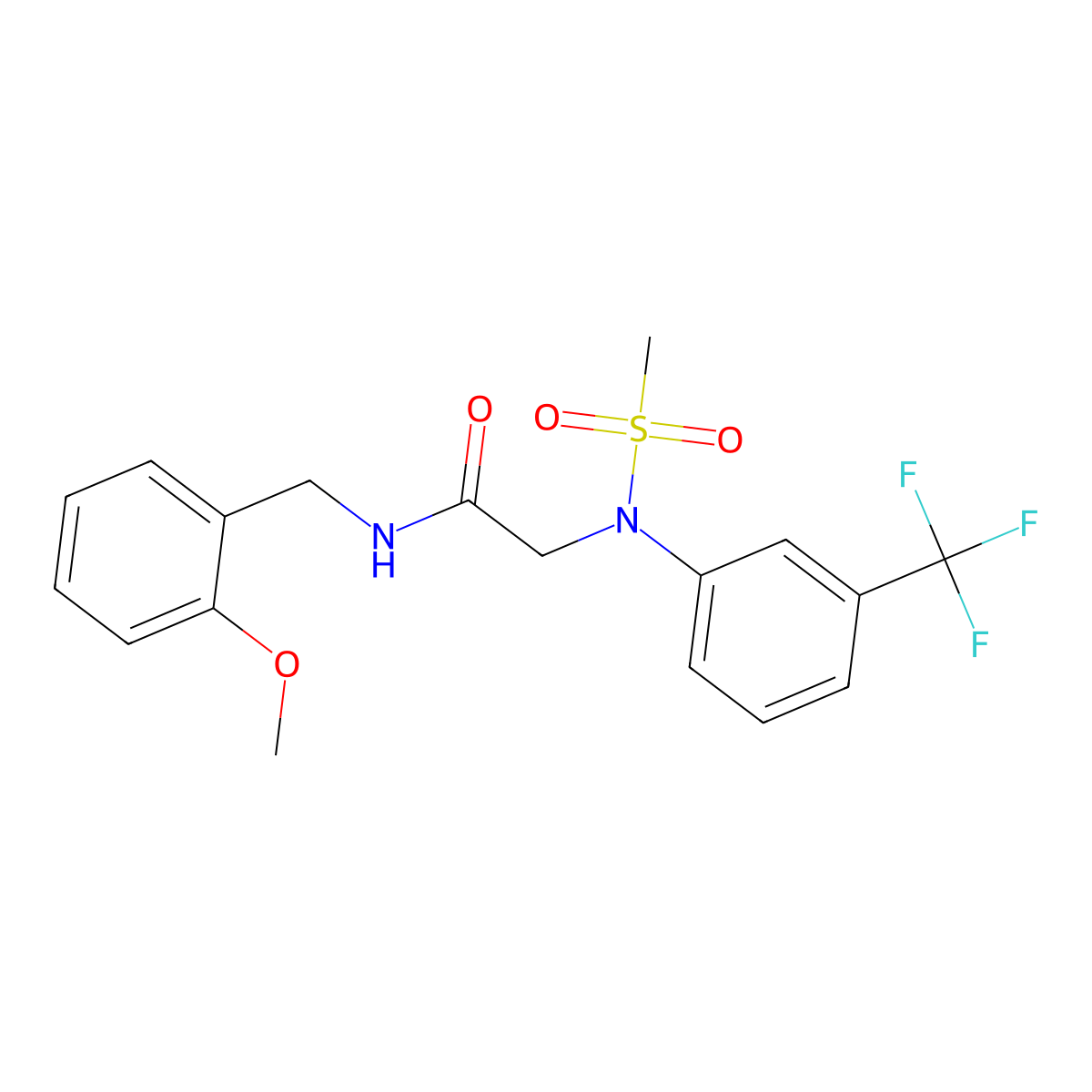 N-[(2-methoxyphenyl)methyl]-2-[N-methylsulfonyl-3-(trifluoromethyl)anilino]acetamide molecular structure, CAS 367912-57-0