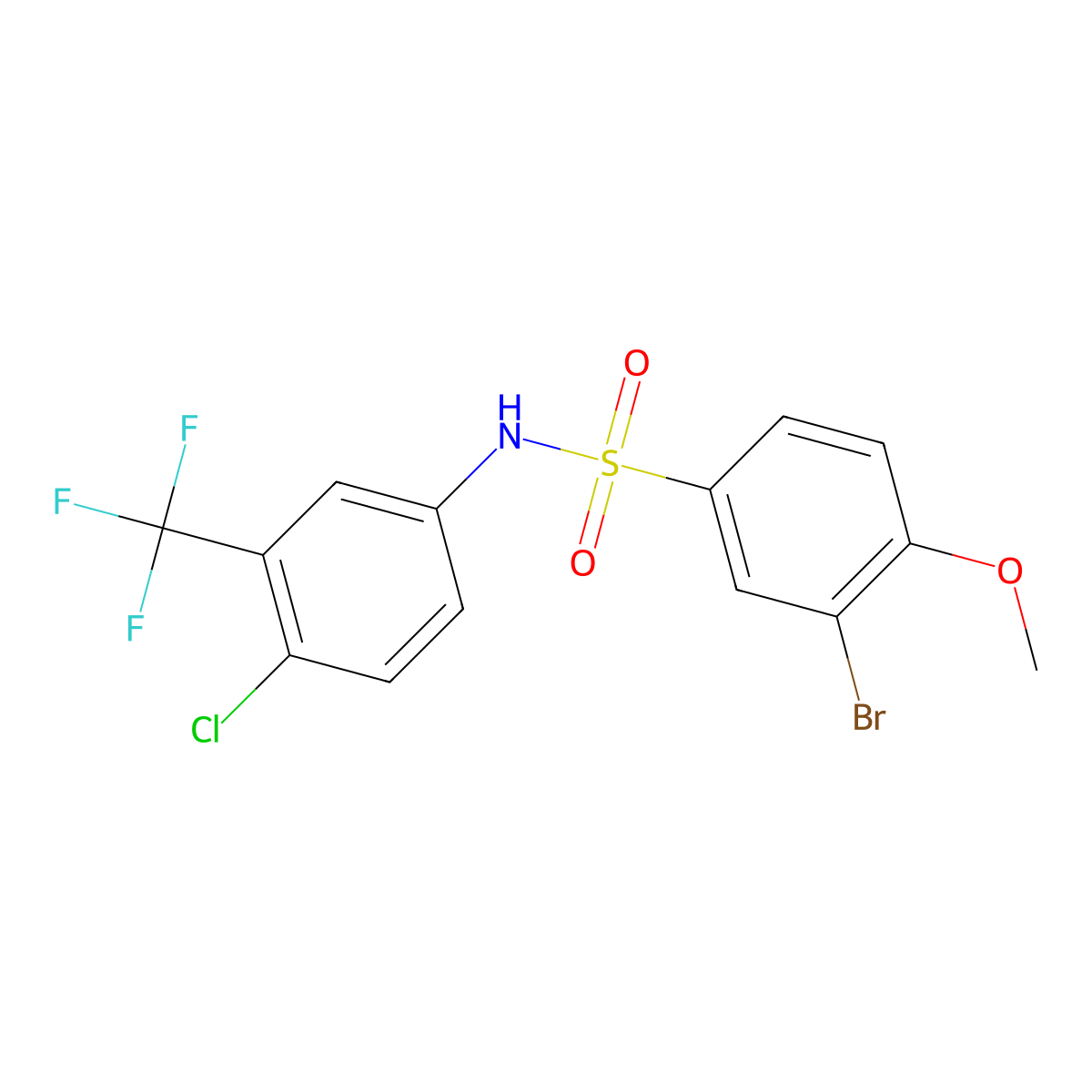 3-bromo-N-[4-chloro-3-(trifluoromethyl)phenyl]-4-methoxybenzenesulfonamide molecular structure, CAS 367913-12-0