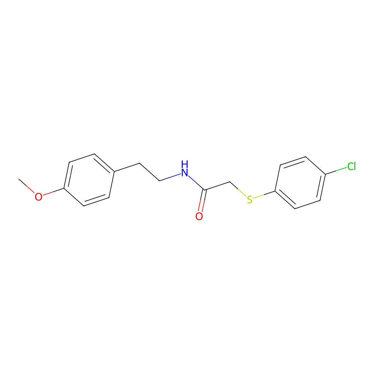 2-(4-chlorophenyl)sulfanyl-N-[2-(4-methoxyphenyl)ethyl]acetamide molecular structure, CAS 367914-78-1