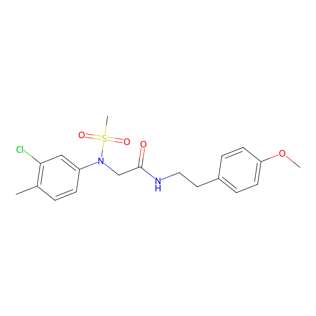 2-(3-chloro-4-methyl-N-methylsulfonylanilino)-N-[2-(4-methoxyphenyl)ethyl]acetamide molecular structure, CAS 367917-33-7