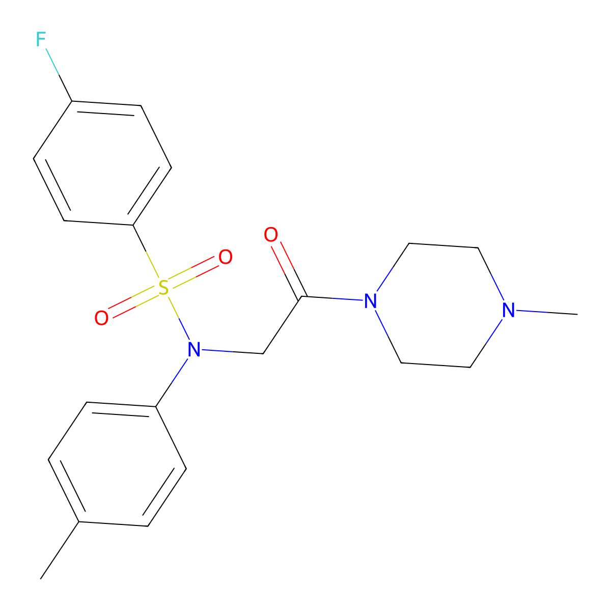 4-fluoro-N-(4-methylphenyl)-N-[2-(4-methylpiperazin-1-yl)-2-oxoethyl]benzenesulfonamide molecular structure, CAS 367917-95-1