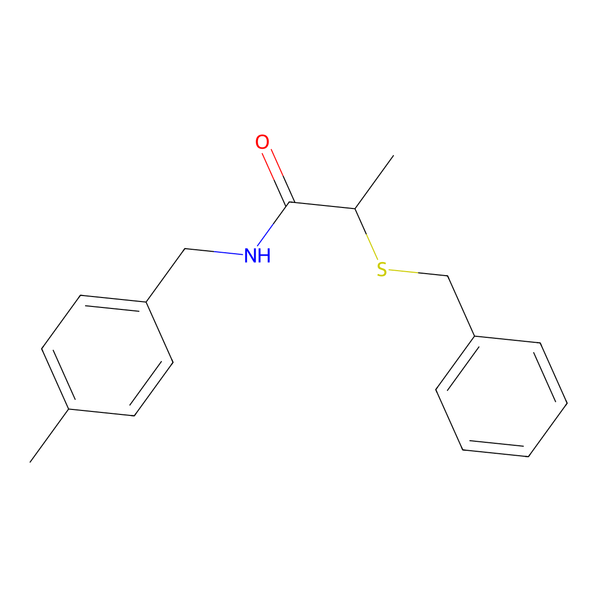 2-(benzylsulfanyl)-N-(4-methylbenzyl)propanamide molecular structure, CAS 367919-98-0