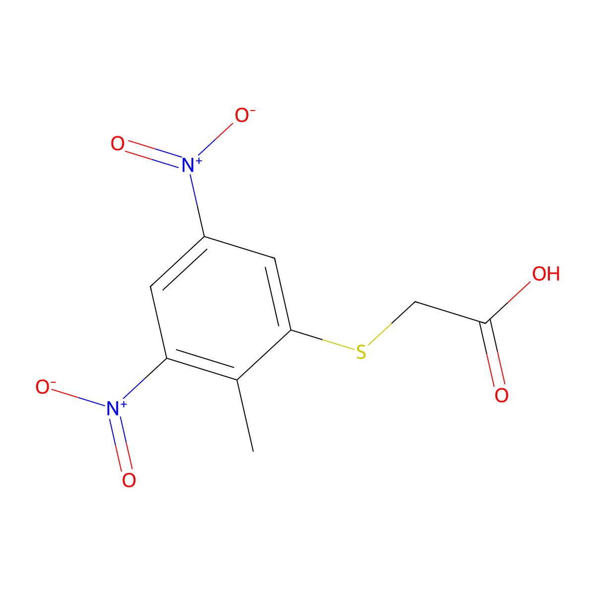 2-(2-Methyl-3,5-dinitrophenylthio)acetic acid molecular structure, CAS 367925-02-8