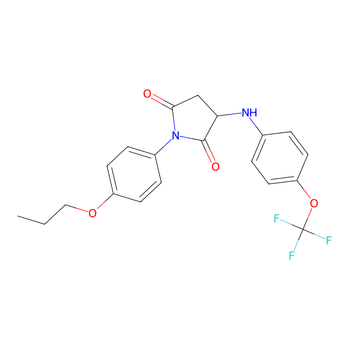1-(4-Propoxyphenyl)-3-{[4-(trifluoromethoxy)phenyl]amino}pyrrolidine-2,5-dione molecular structure, CAS 367925-86-8