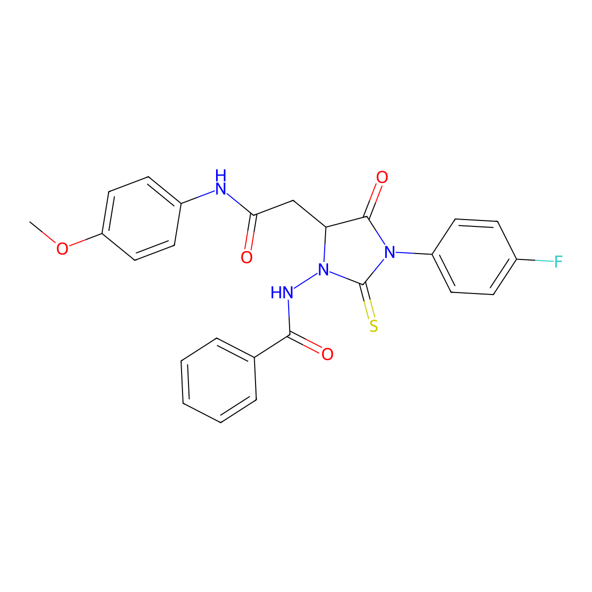 N-{3-(4-fluorophenyl)-5-[2-(4-methoxyanilino)-2-oxoethyl]-4-oxo-2-thioxo-1-imidazolidinyl}benzamide molecular structure, CAS 367926-10-1