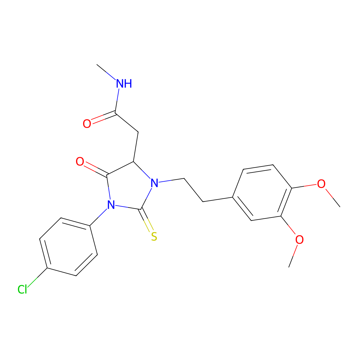 2-[1-(4-chlorophenyl)-3-[2-(3,4-dimethoxyphenyl)ethyl]-5-oxo-2-sulfanylideneimidazolidin-4-yl]-N-methylacetamide molecular structure, CAS 367928-04-9