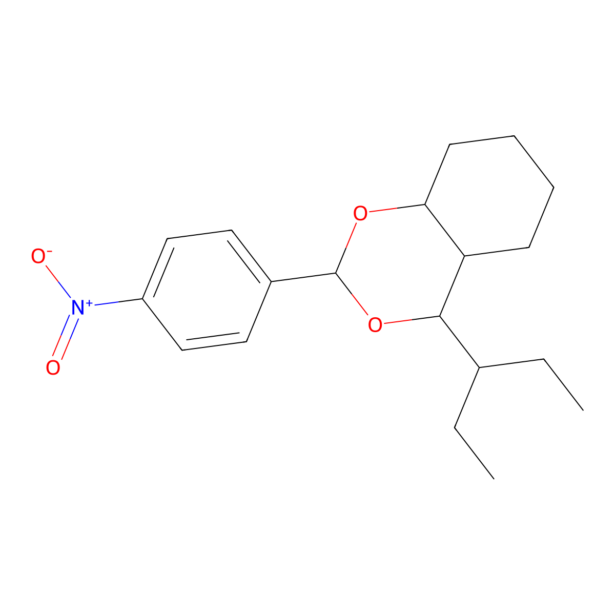 2-(4-nitrophenyl)-4-(pentan-3-yl)hexahydro-4H-1,3-benzodioxine molecular structure, CAS 367928-12-9