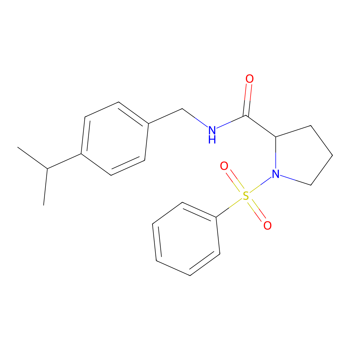 N-((4-(1-Methylethyl)phenyl)methyl)-1-(phenylsulfonyl)-2-pyrrolidinecarboxamide molecular structure, CAS 367928-21-0