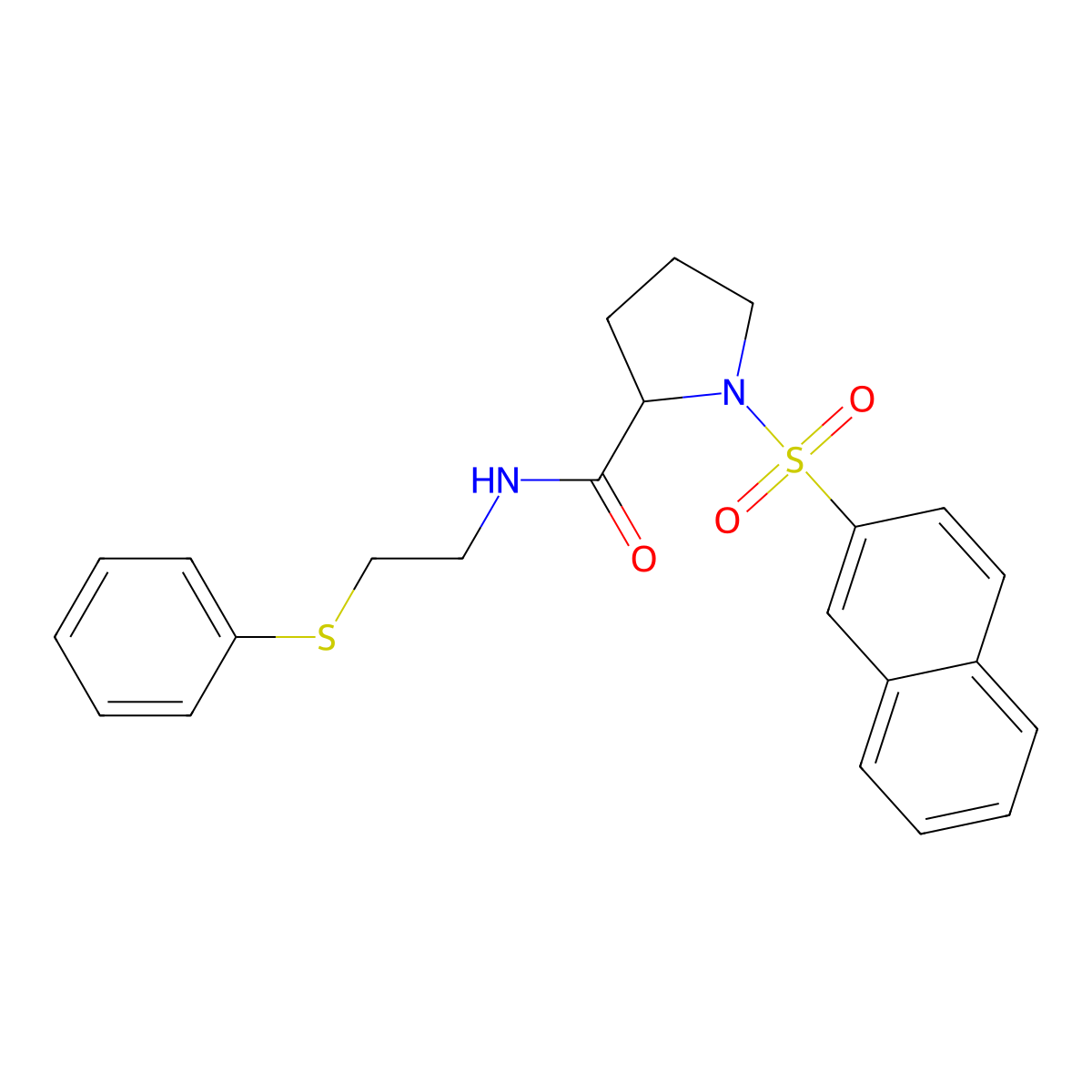 1-naphthalen-2-ylsulfonyl-N-(2-phenylsulfanylethyl)pyrrolidine-2-carboxamide molecular structure, CAS 367928-22-1