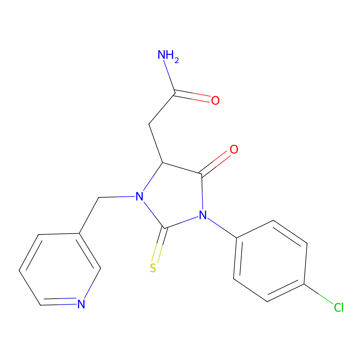 2-[1-(4-Chlorophenyl)-5-oxo-3-(pyridin-3-ylmethyl)-2-thioxoimidazolidin-4-yl]acetamide molecular structure, CAS 367928-51-6