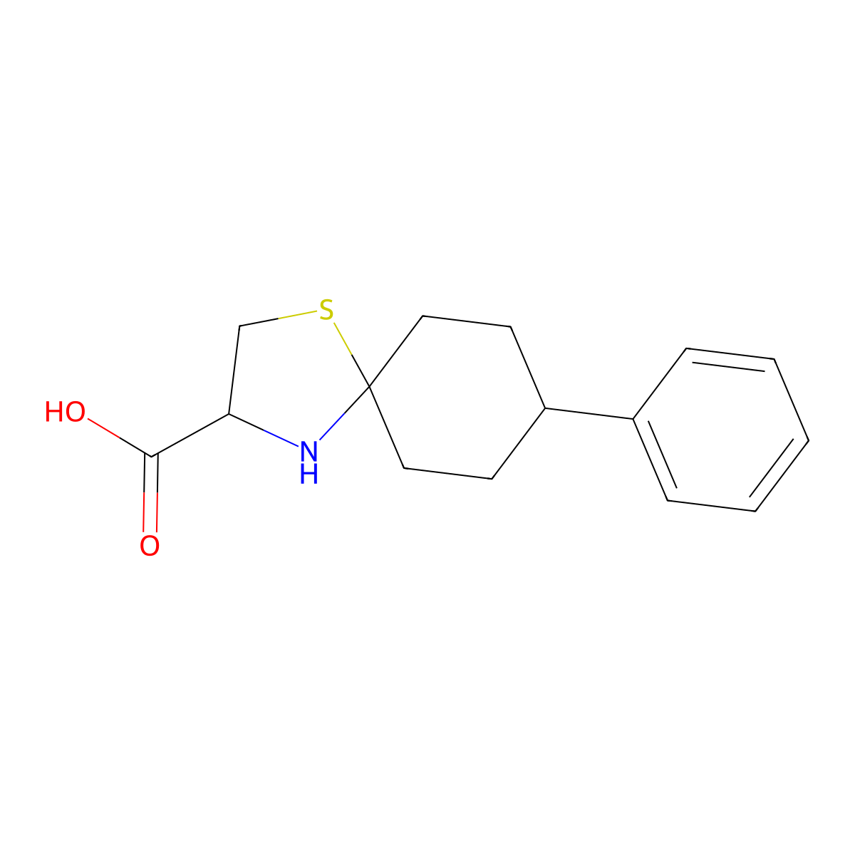 8-Phenyl-1-thia-4-azaspiro[4.5]decane-3-carboxylic acid molecular structure, CAS 367928-68-5