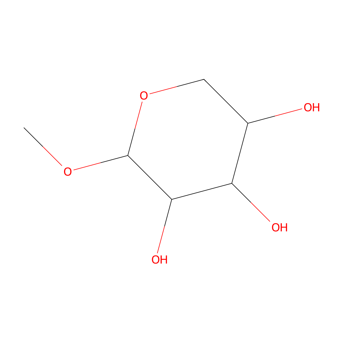 Methyl xylopyranoside molecular structure, CAS 36793-06-3