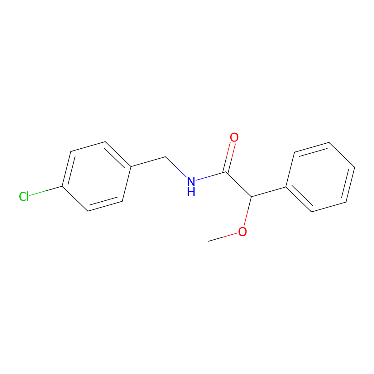 N-(4-chlorobenzyl)-2-methoxy-2-phenylacetamide molecular structure, CAS 367930-50-5