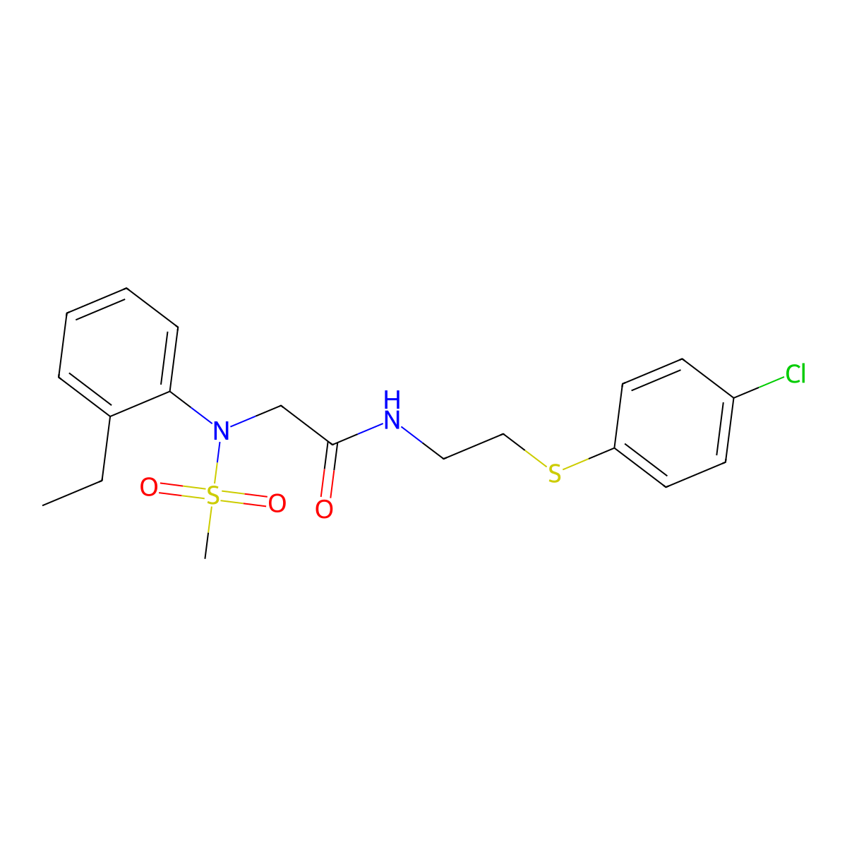 N-[2-(4-chlorophenyl)sulfanylethyl]-2-(2-ethyl-N-methylsulfonylanilino)acetamide molecular structure, CAS 367932-81-8