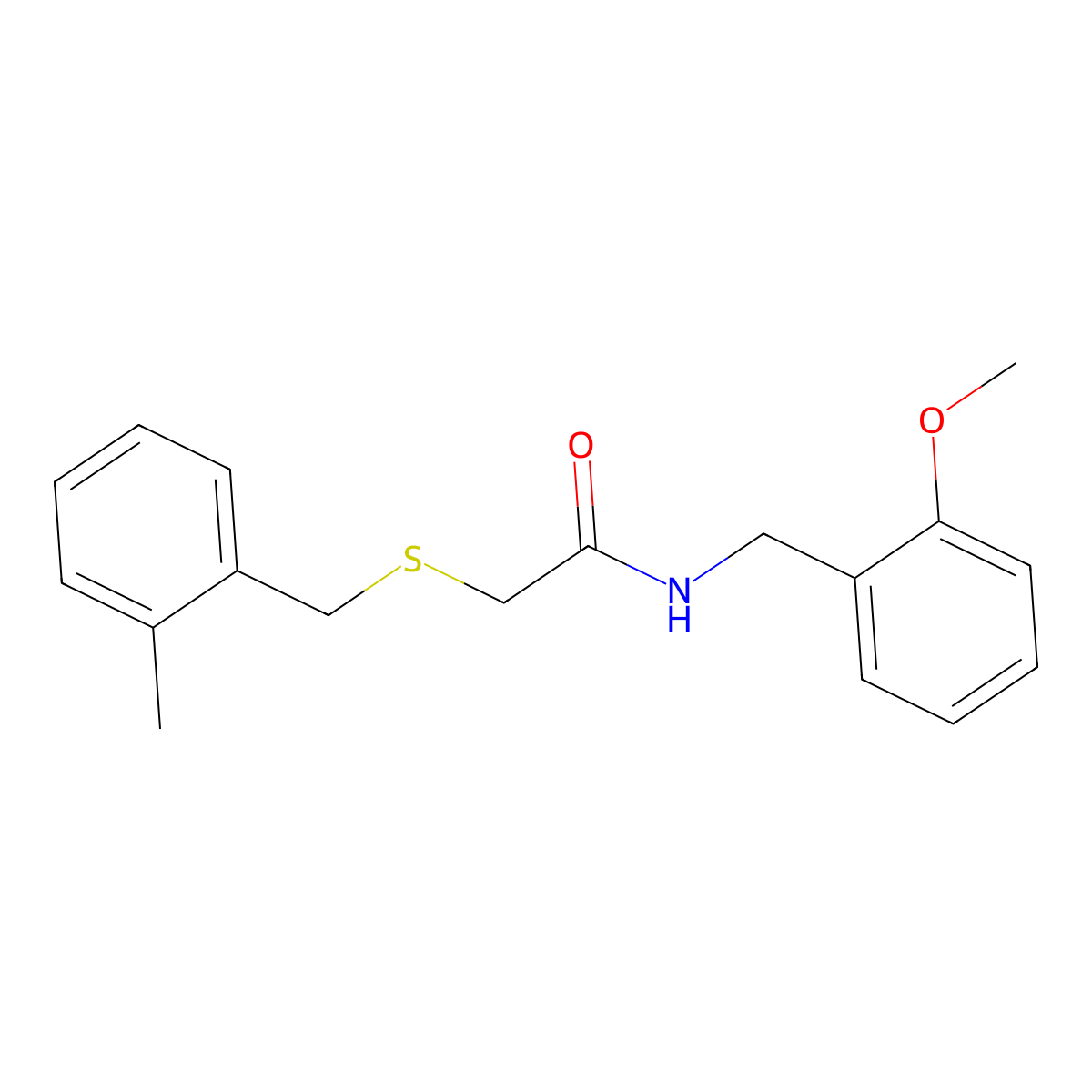 N-(2-methoxybenzyl)-2-[(2-methylbenzyl)sulfanyl]acetamide molecular structure, CAS 367933-50-4