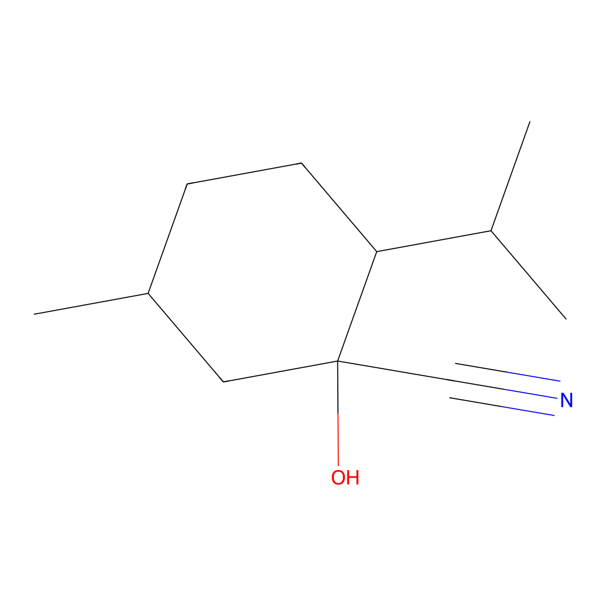 (1R,2S,5R)-1-hydroxy-5-methyl-2-(propan-2-yl)cyclohexane-1-carbonitrile molecular structure, CAS 367939-58-0