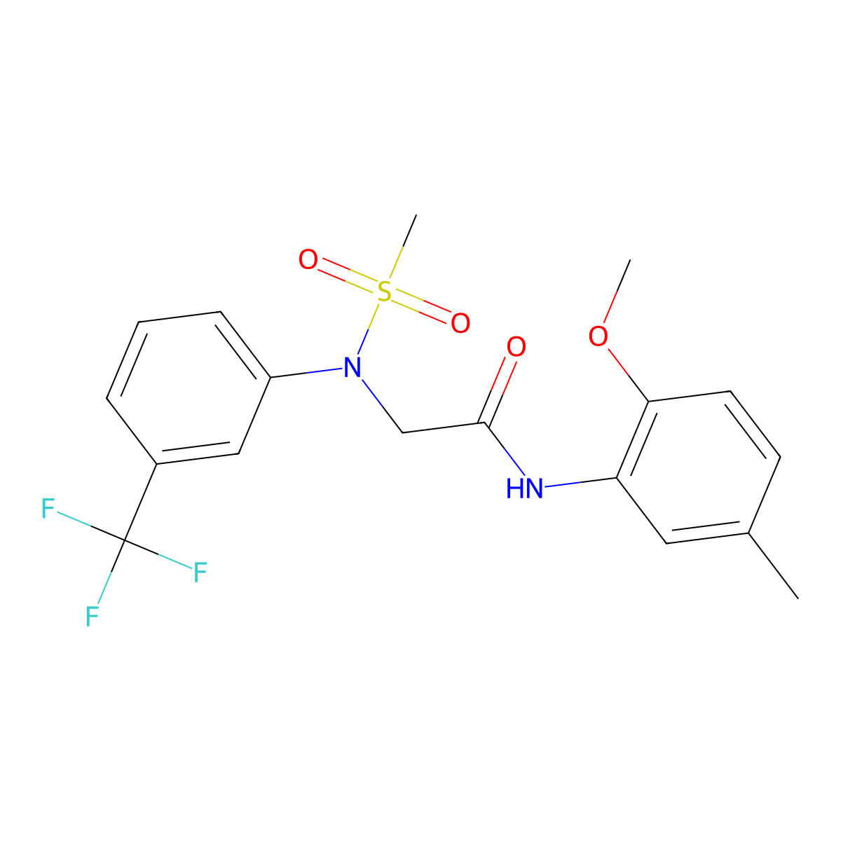 N-(2-methoxy-5-methylphenyl)-2-[N-methylsulfonyl-3-(trifluoromethyl)anilino]acetamide molecular structure, CAS 367955-75-7