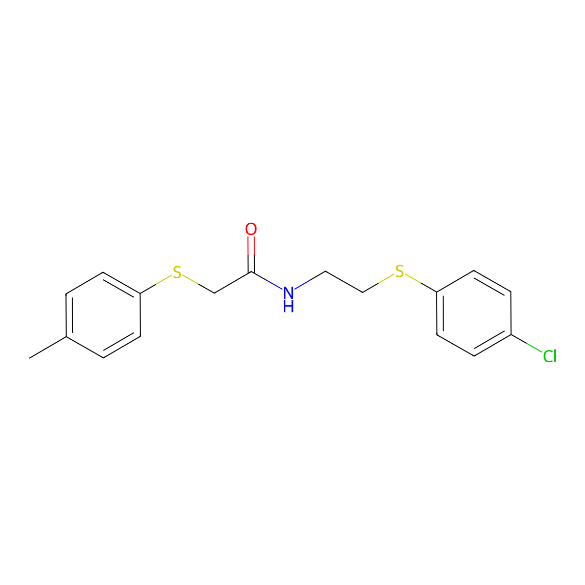 N-[2-(4-chlorophenyl)sulfanylethyl]-2-(4-methylphenyl)sulfanylacetamide molecular structure, CAS 367957-79-7
