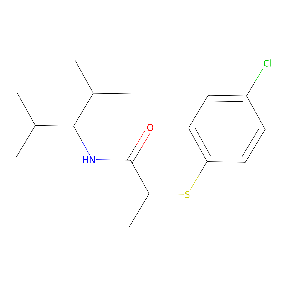 2-(4-chlorophenyl)sulfanyl-N-(2,4-dimethylpentan-3-yl)propanamide molecular structure, CAS 367957-80-0