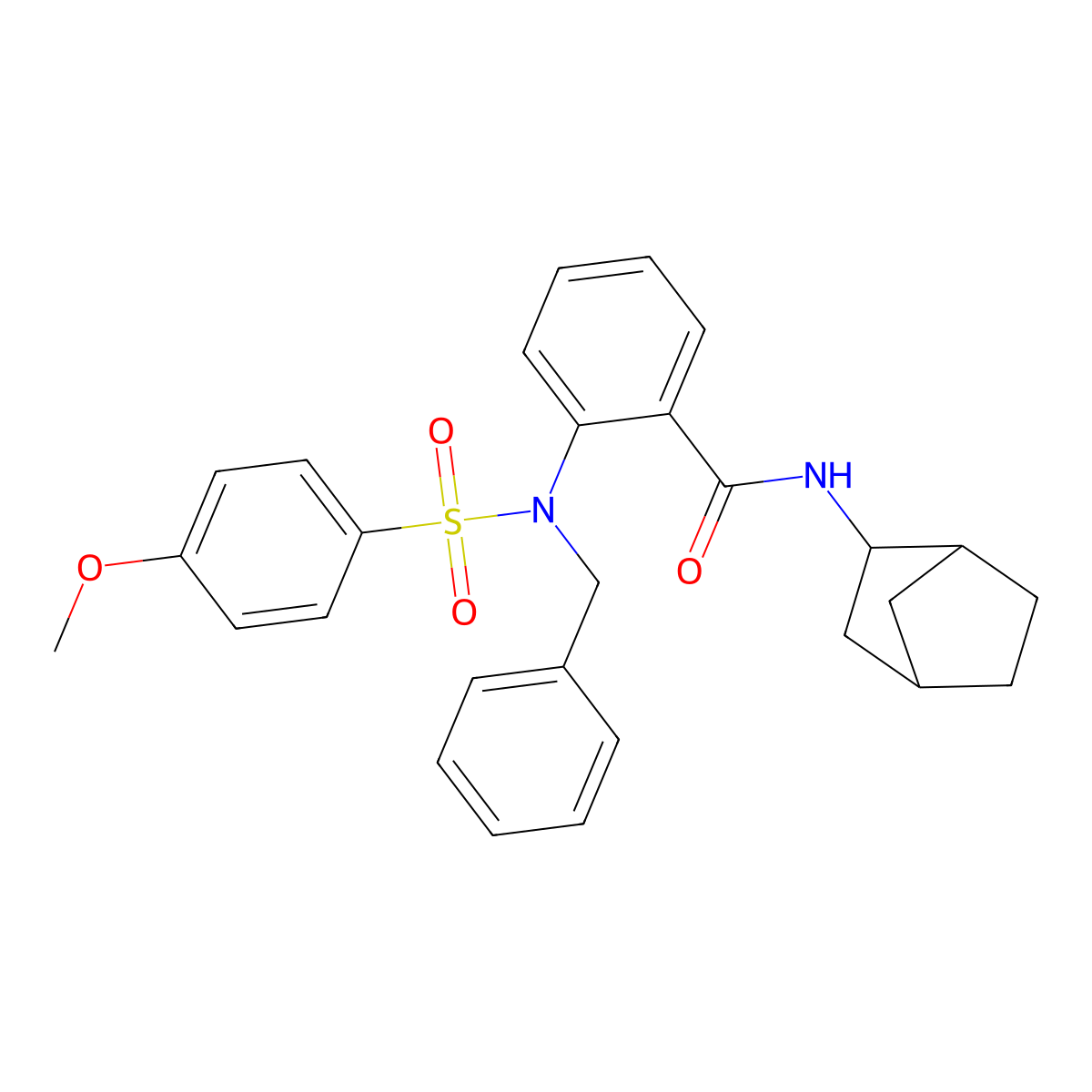 2-[benzyl-(4-methoxyphenyl)sulfonylamino]-N-(3-bicyclo[2.2.1]heptanyl)benzamide molecular structure, CAS 367959-54-4