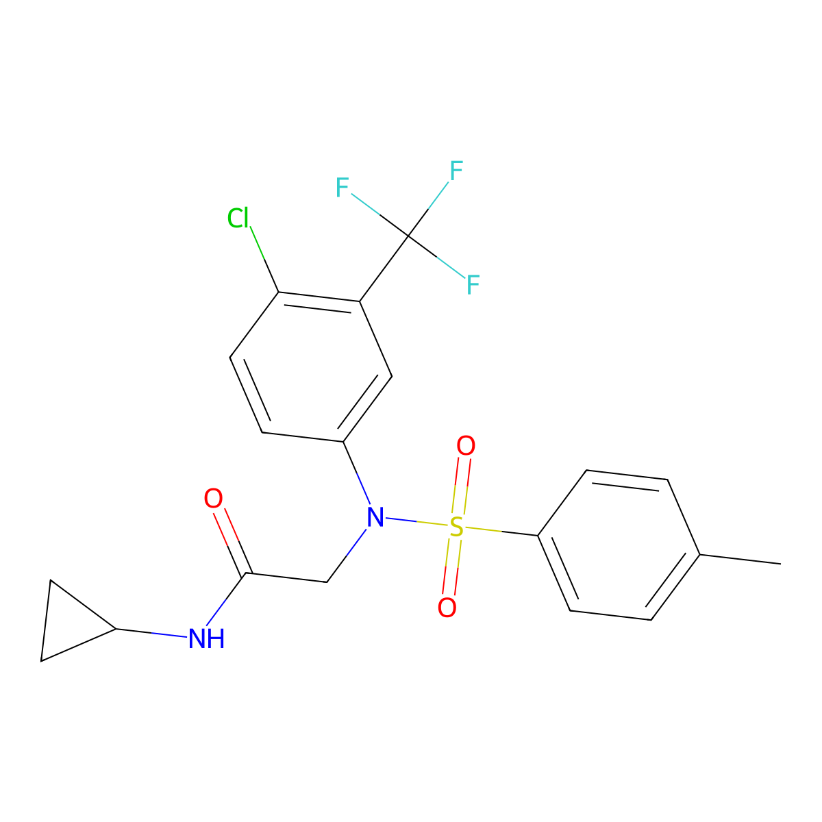2-[4-chloro-N-(4-methylphenyl)sulfonyl-3-(trifluoromethyl)anilino]-N-cyclopropylacetamide molecular structure, CAS 367959-62-4