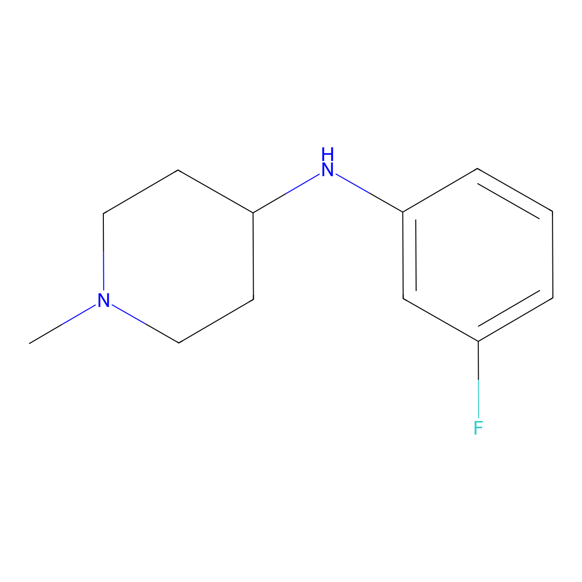 N-(3-fluorophenyl)-1-methylpiperidin-4-amine molecular structure, CAS 36796-55-1