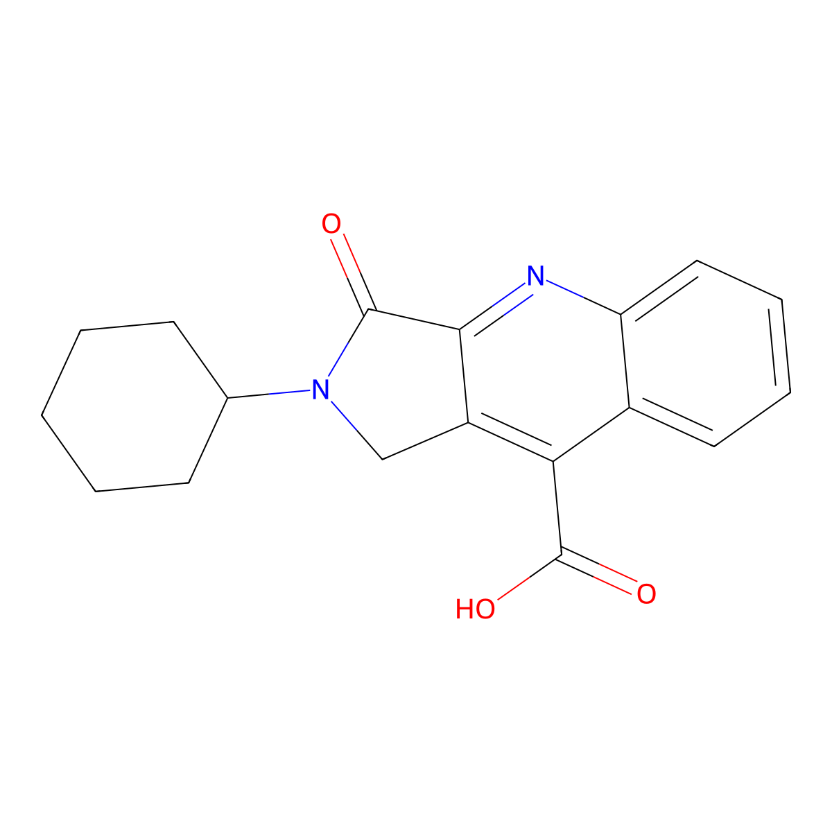 2-cyclohexyl-3-oxo-2,3-dihydro-1H-pyrrolo[3,4-b]quinoline-9-carboxylic acid molecular structure, CAS 36796-98-2