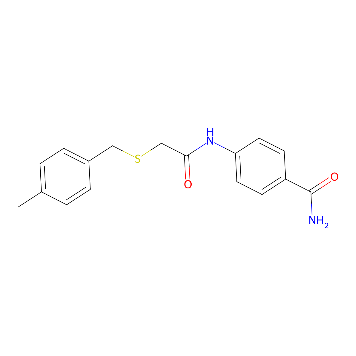 4-({[(4-Methylbenzyl)sulfanyl]acetyl}amino)benzamide molecular structure, CAS 367964-67-8