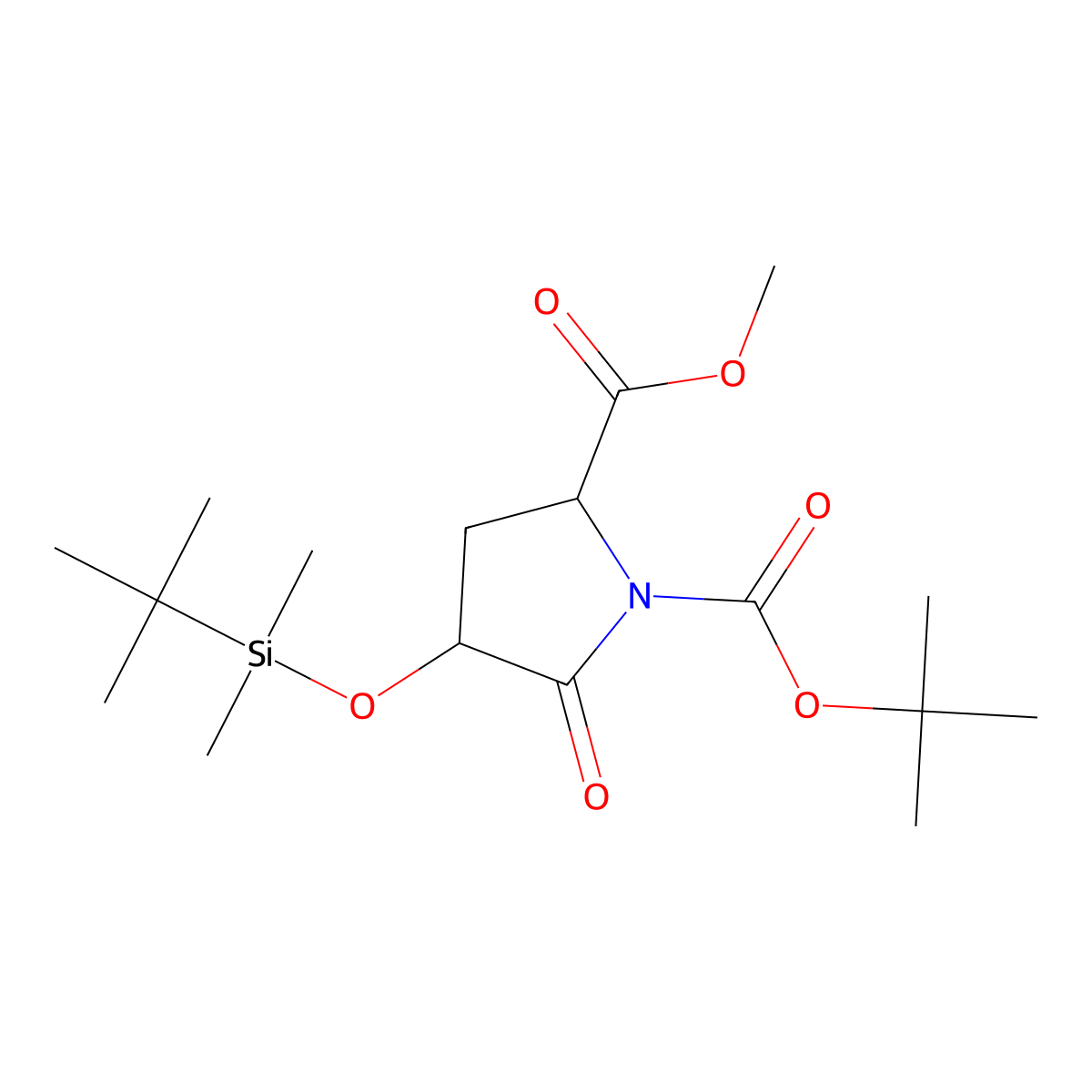 (2S,4S)-1-tert-Butyl 2-methyl 4-((tert-butyldimethylsilyl)oxy)-5-oxopyrrolidine-1,2-dicarboxylate molecular structure, CAS 367966-67-4