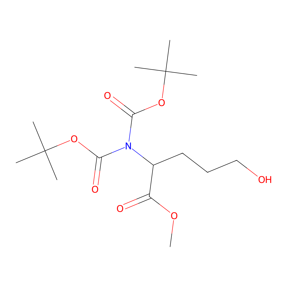 (S)-Methyl 2-BI-((tert-butoxycarbonyl)amino)-5-hydroxypentanoate molecular structure, CAS 367968-06-7