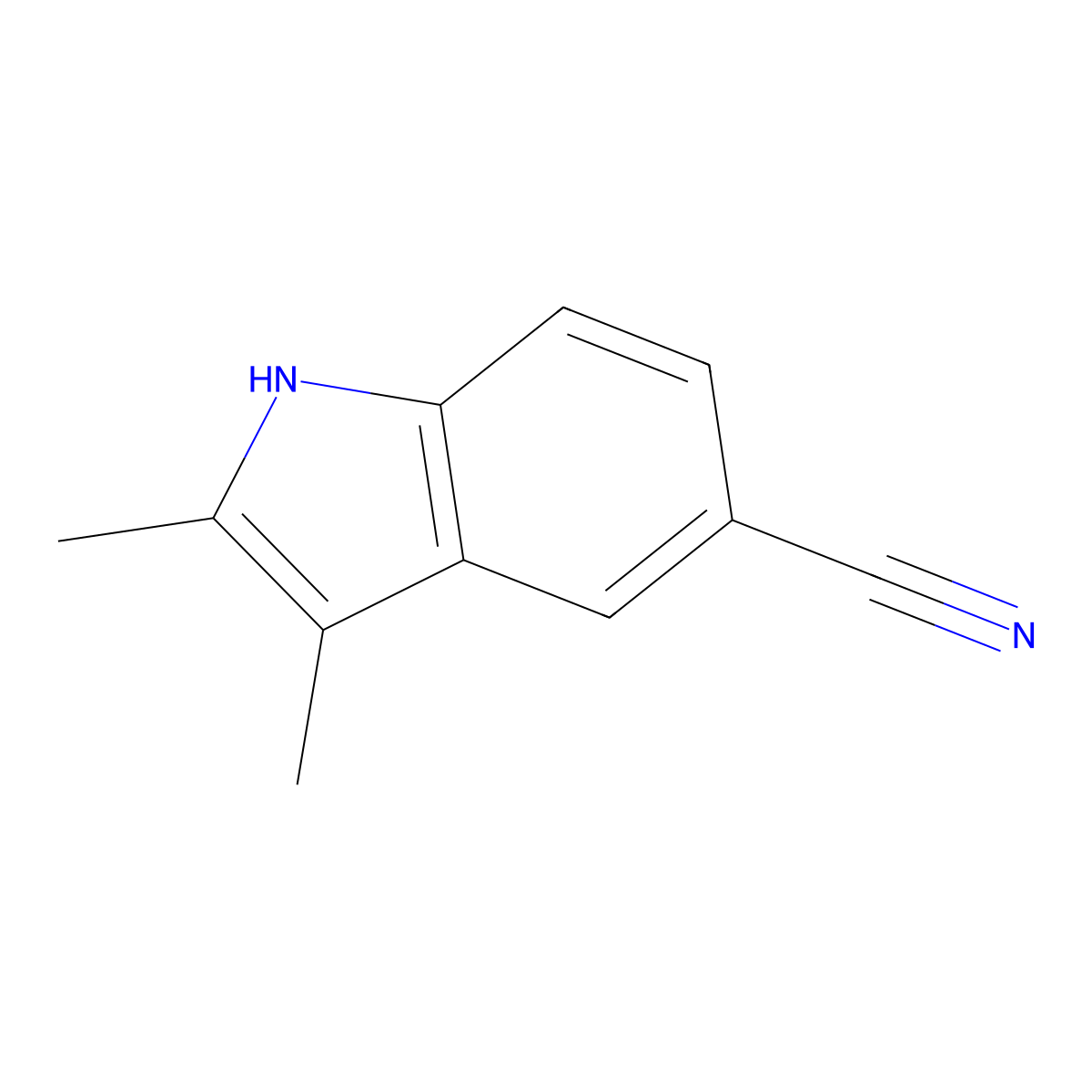 2,3-dimethyl-1H-indole-5-carbonitrile molecular structure, CAS 36798-23-9