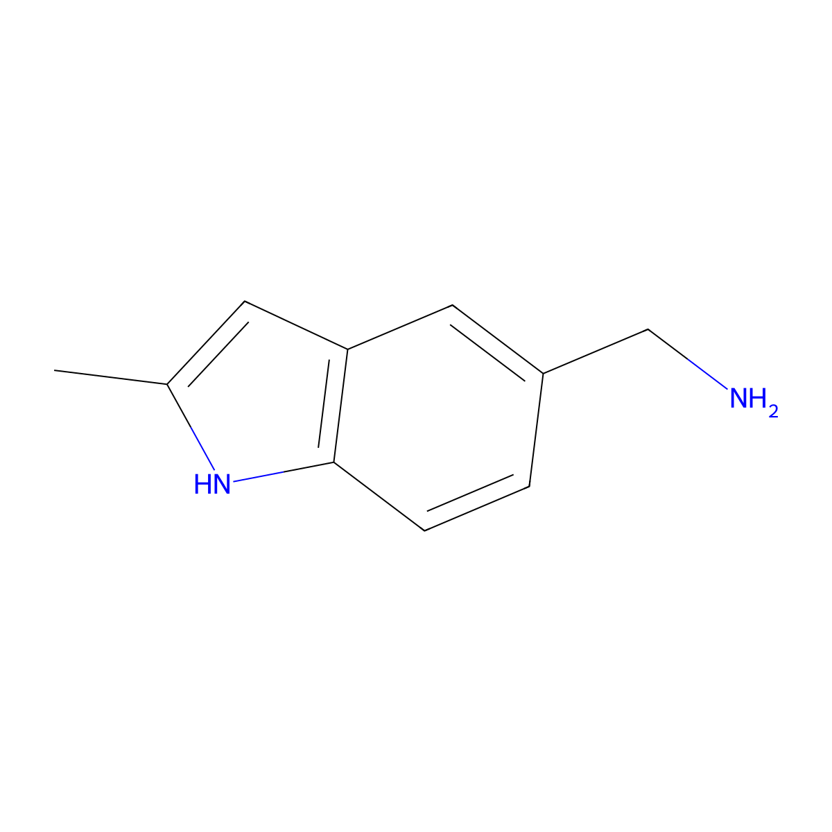(2-methyl-1H-indol-5-yl)methanamine molecular structure, CAS 36798-25-1