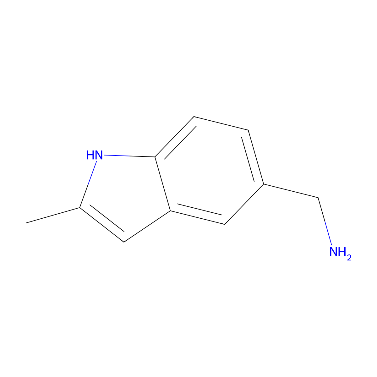 (2-methyl-1H-indol-5-yl)methanamine molecular structure, CAS 36798-25-1