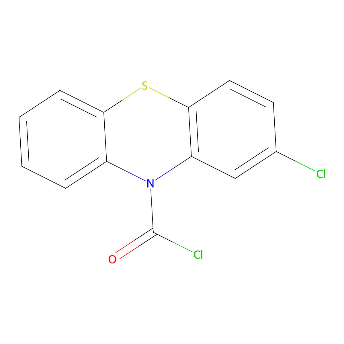 2-Chloro-10H-phenothiazine-10-carbonyl chloride molecular structure, CAS 36798-98-8